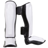White Leather Boxing Shin Guards